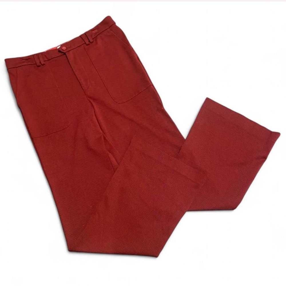 Anthropologie Sz 12 Tall Red Burgundy The Essential Trouser Slim Bootleg - Picture 2 of 6